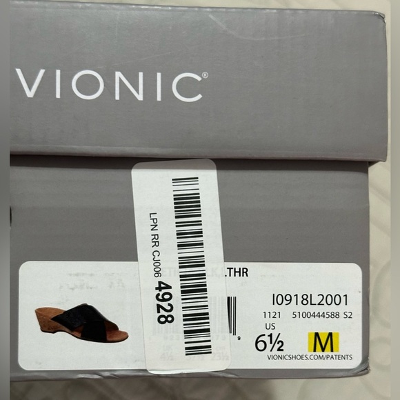 NEW Vionic Letitia Slide Sandal Sz 6.5 Black Adjustable Cork Sole - Picture 8 of 8
